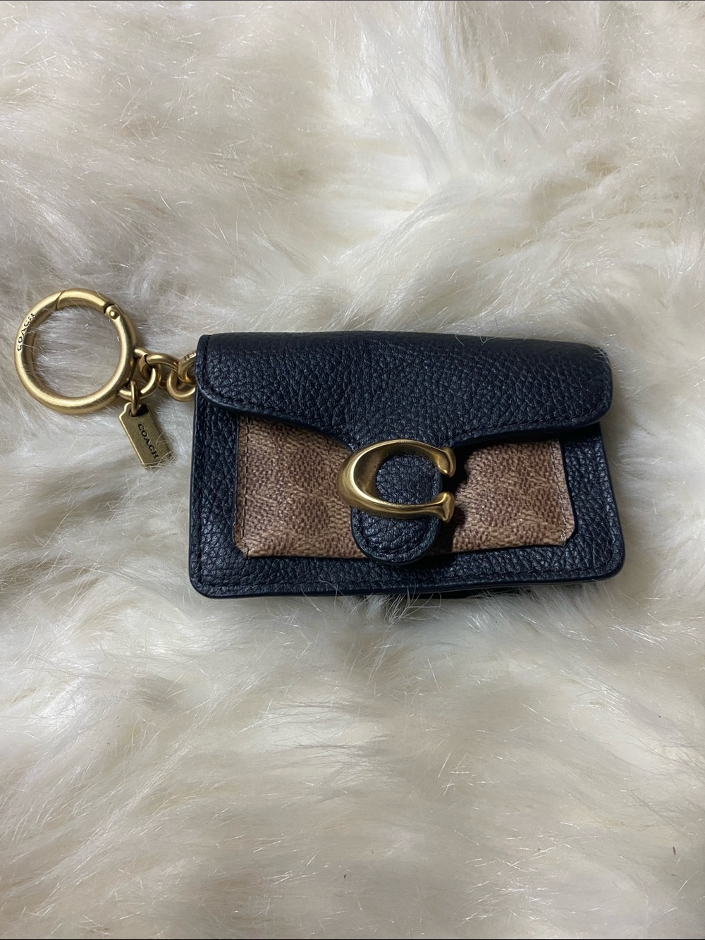 Coach Mini Tabby Bag Charm in Signature Canvas and pebbled leather